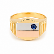 Anello - 18 carati Oro giallo, Oro rosa, Oro bianco - 0.10ct. tw. Zaffiro - Made in Italy - Handmade