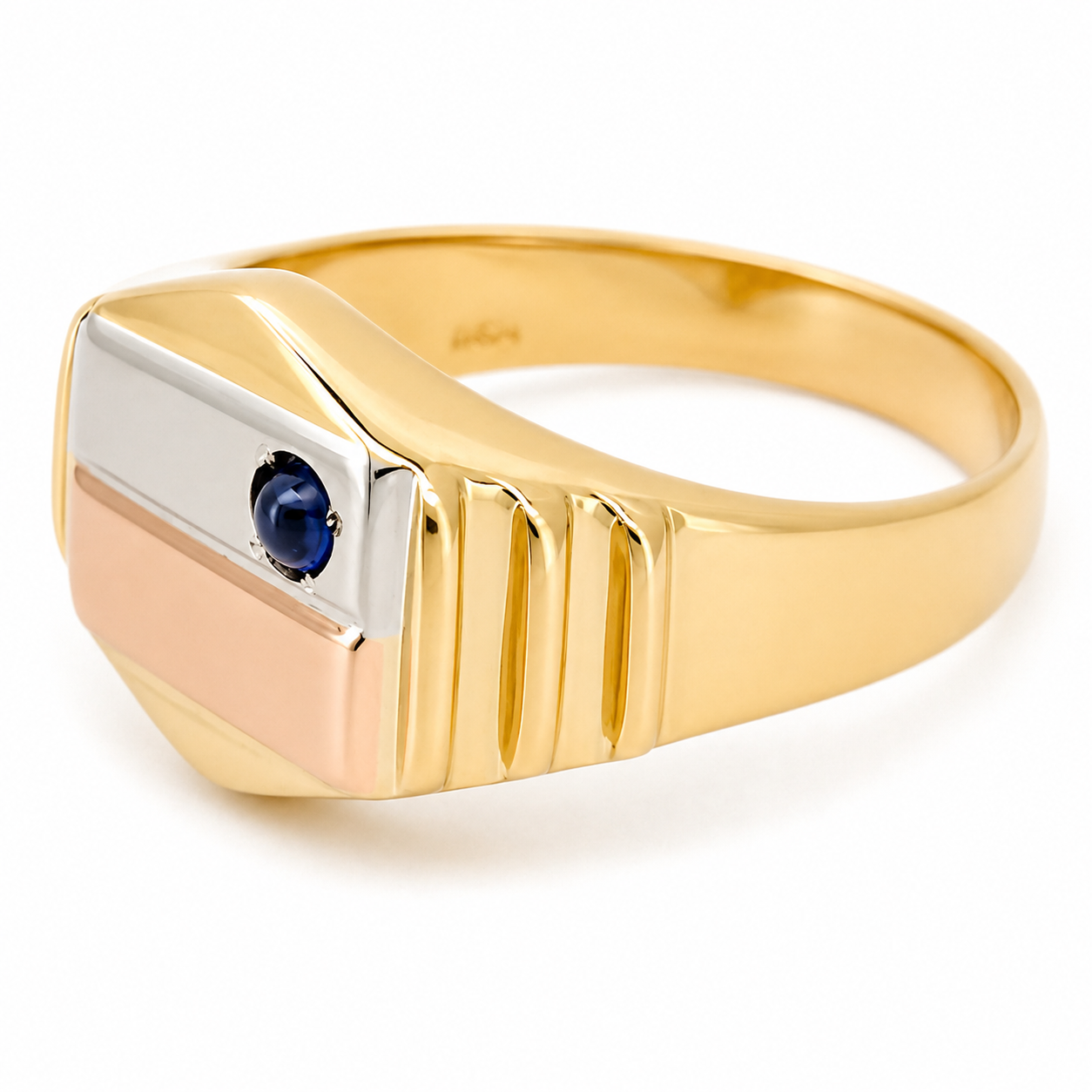 Anello - 18 carati Oro giallo, Oro rosa, Oro bianco - 0.10ct. tw. Zaffiro - Made in Italy - Handmade