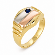Anello - 18 carati Oro giallo, Oro rosa, Oro bianco - 0.10ct. tw. Zaffiro - Made in Italy - Handmade