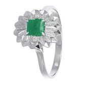 Anello - 18 carati Oro bianco - 0.40ct. tw. Smeraldo - Diamante