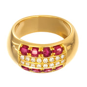 Anello - 18 carati Oro giallo - 1.28ct. tw. Rubino - Diamante