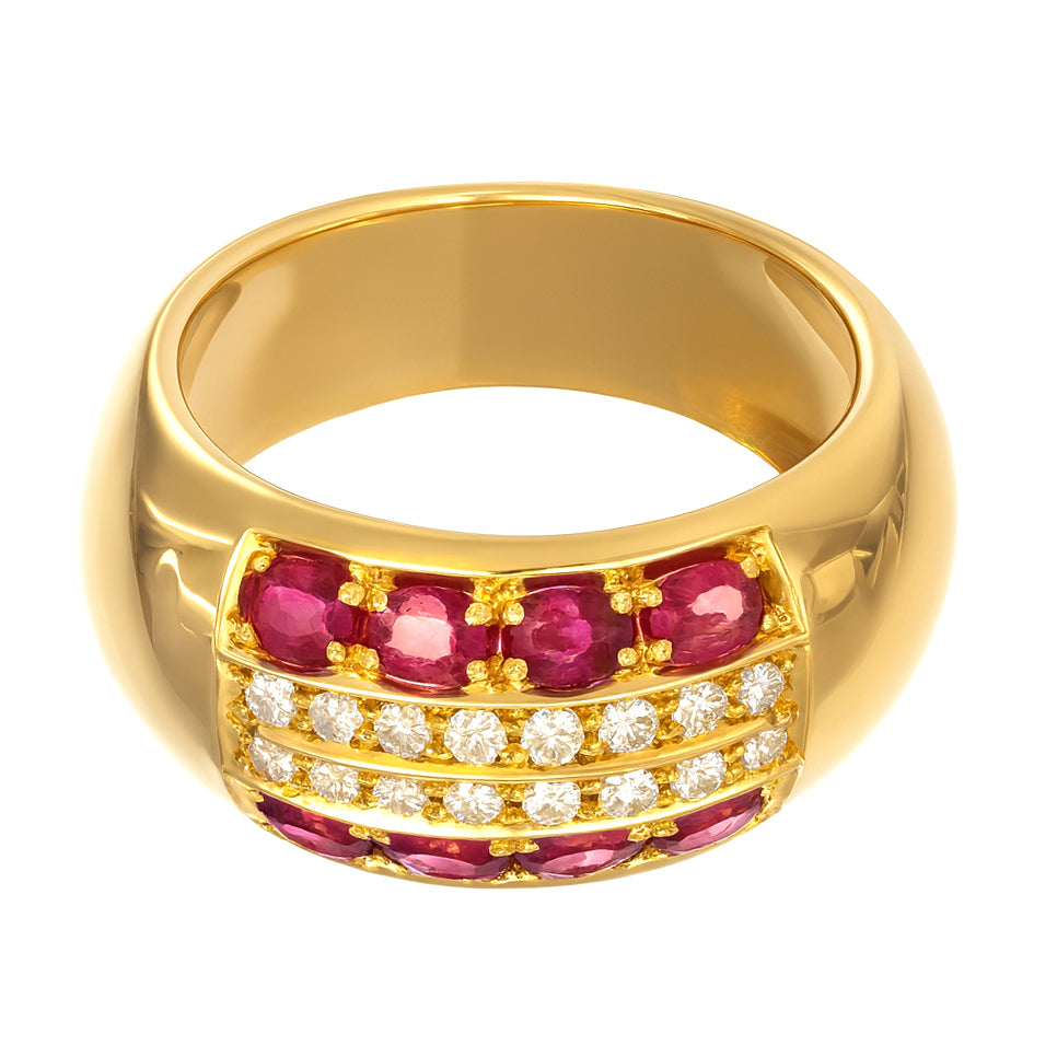 Anello - 18 carati Oro giallo - 1.28ct. tw. Rubino - Diamante