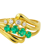 Anello - 18 carati Oro giallo - 0.46ct. tw. Smeraldo - Diamante