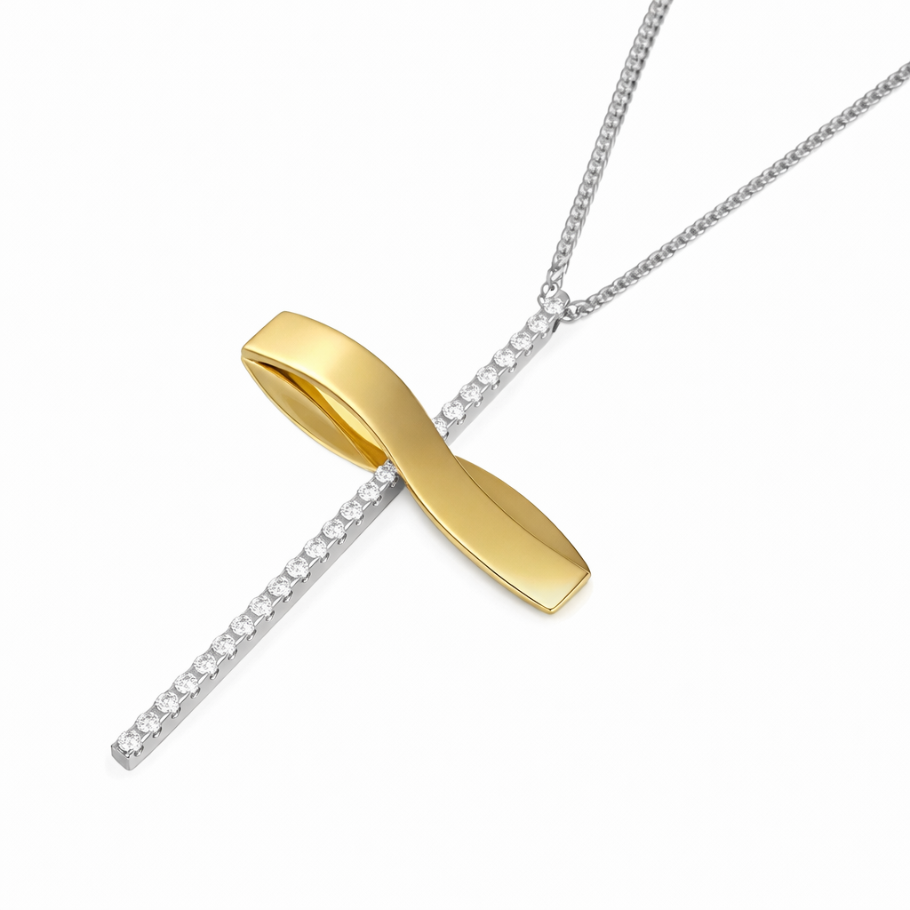 Collana con ciondolo - 18 carati Oro bianco, Oro giallo - 0.75ct. tw. Diamante (Naturale)