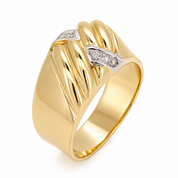 Anello - 18 carati Oro bianco, Oro giallo - 0.06ct. tw. Diamante (Naturale) - Made in Italy - Handmade