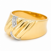 Anello - 18 carati Oro bianco, Oro giallo - 0.06ct. tw. Diamante (Naturale) - Made in Italy - Handmade
