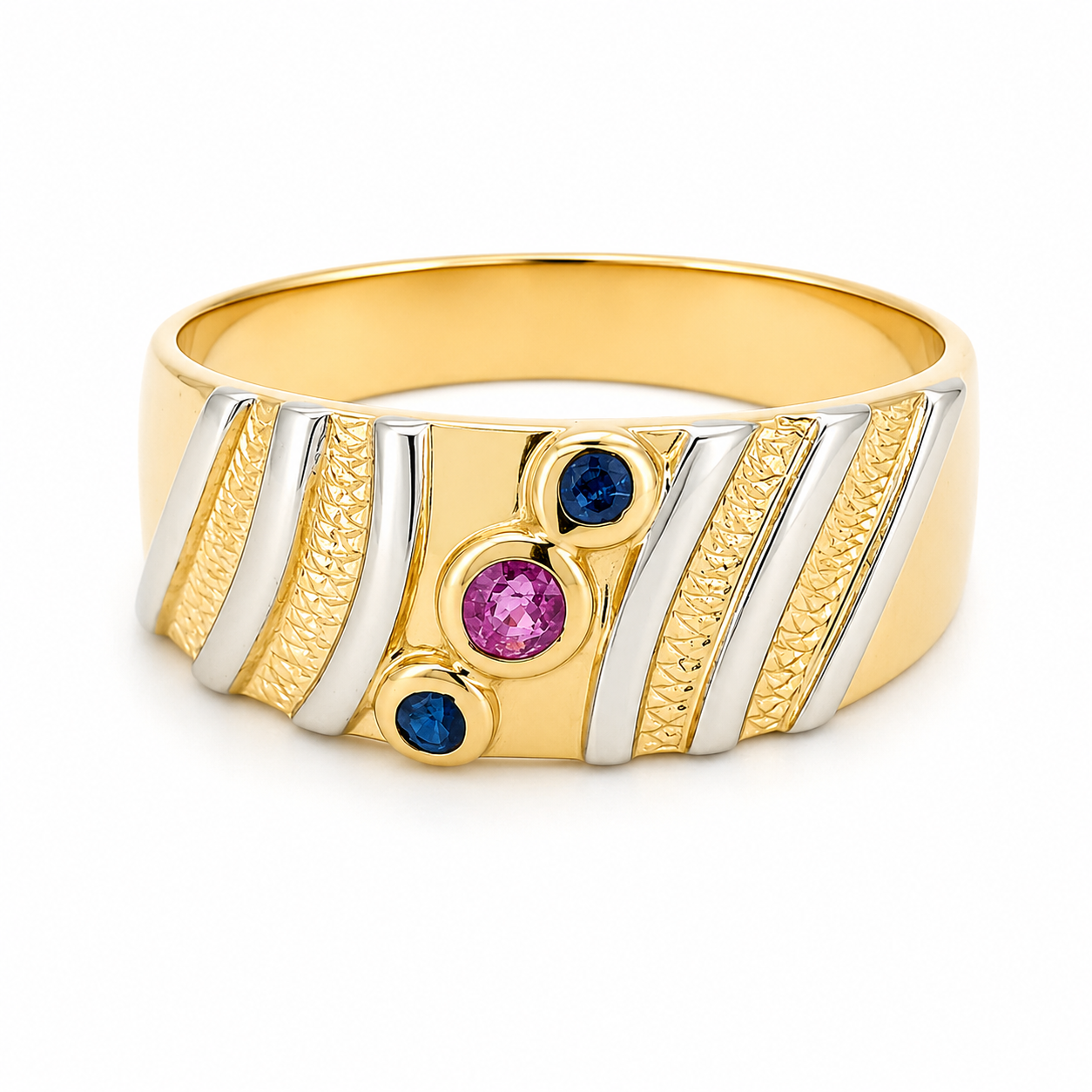 Anello - 18 carati Oro giallo, Oro bianco - 0.7ct. tw. Rubino - Zaffiro - Made in Italy - Handmade