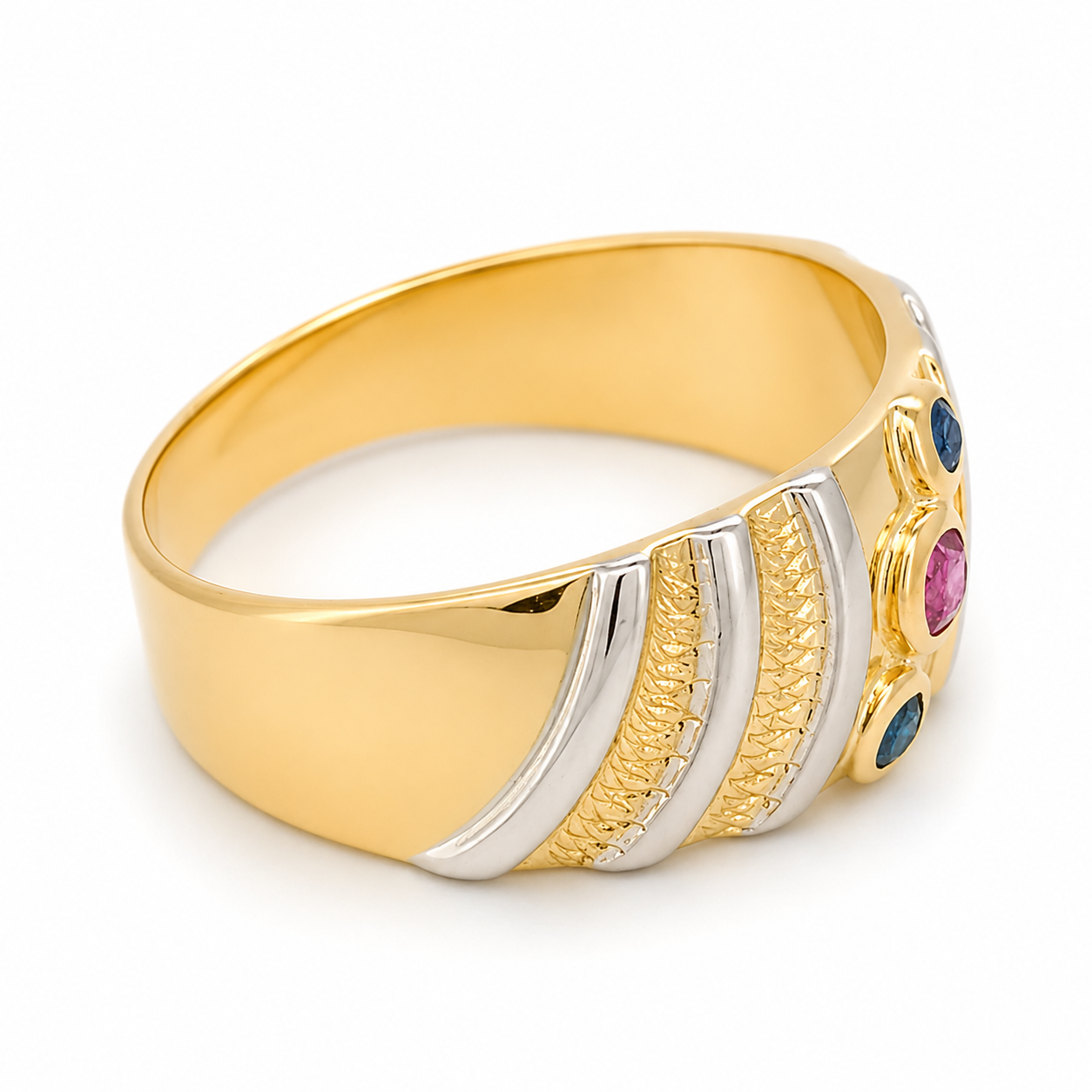 Anello - 18 carati Oro giallo, Oro bianco - 0.7ct. tw. Rubino - Zaffiro - Made in Italy - Handmade