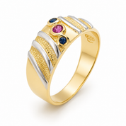 Anello - 18 carati Oro giallo, Oro bianco - 0.7ct. tw. Rubino - Zaffiro - Made in Italy - Handmade