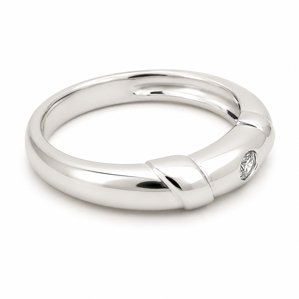Anello - 18 carati Oro bianco - 0.06ct. tw. Diamante (Naturale) - Made in Italy - Handmade