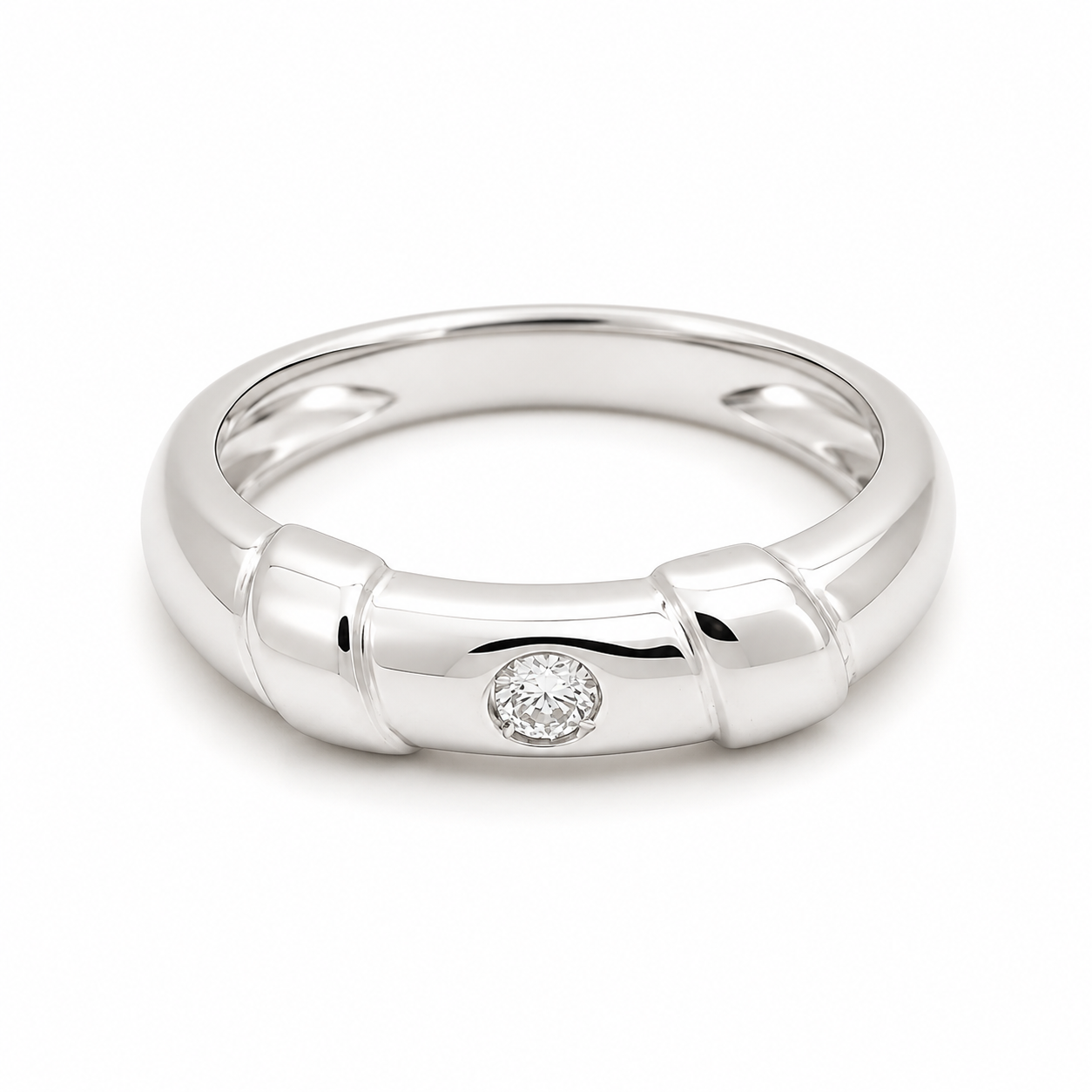 Anello - 18 carati Oro bianco - 0.06ct. tw. Diamante (Naturale) - Made in Italy - Handmade