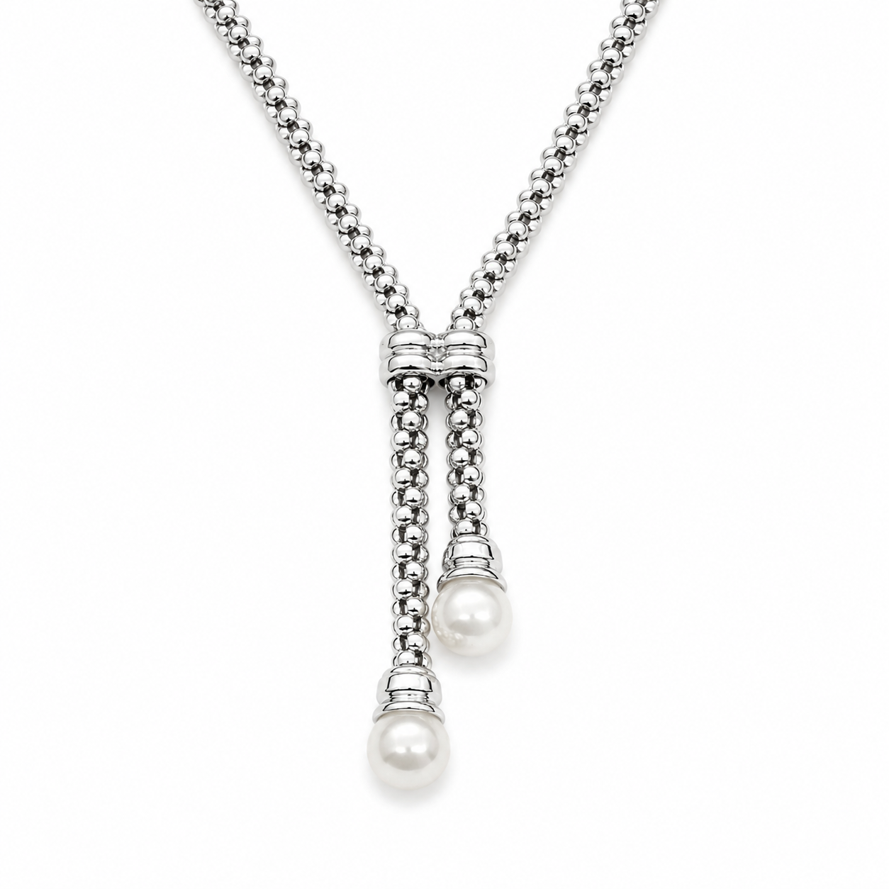 Collana - 18 carati Oro bianco Perla - Made in Italy - Handmade