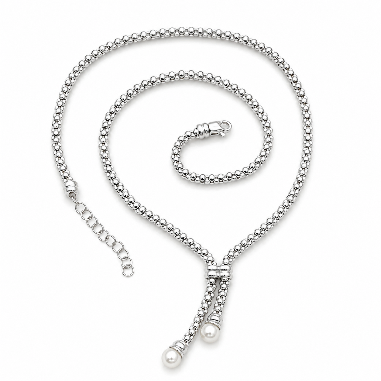 Collana - 18 carati Oro bianco Perla - Made in Italy - Handmade