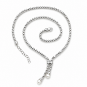 Collana - 18 carati Oro bianco Perla - Made in Italy - Handmade
