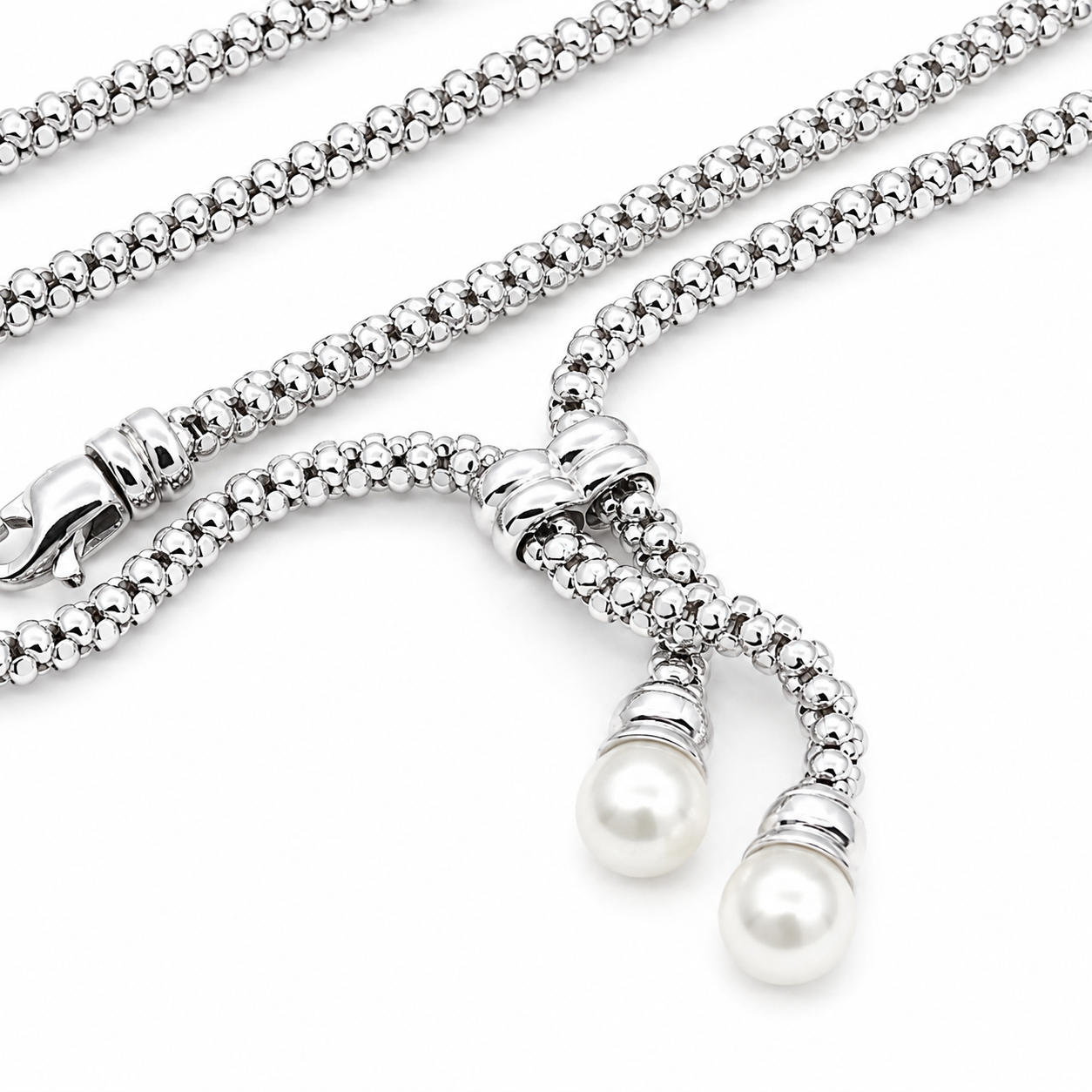 Collana - 18 carati Oro bianco Perla - Made in Italy - Handmade