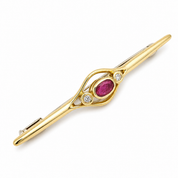Spilla - 18 carati Oro giallo - 0.42ct. tw. Rubino - Diamante - Made in Italy - Handmade