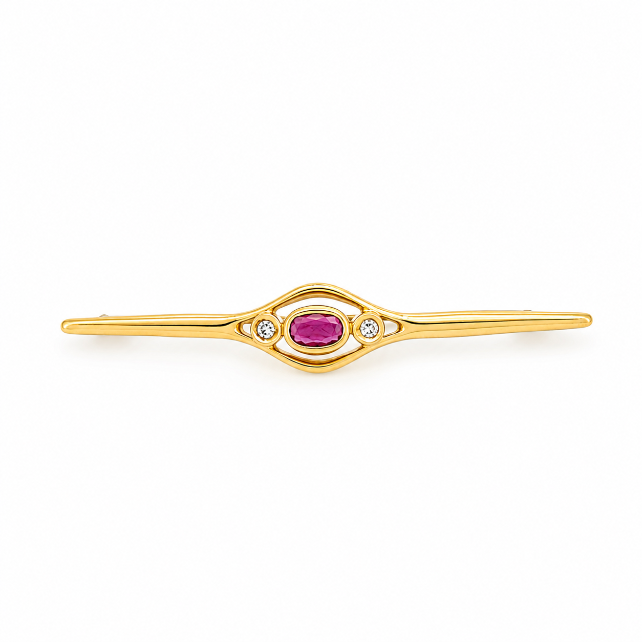 Spilla - 18 carati Oro giallo - 0.42ct. tw. Rubino - Diamante - Made in Italy - Handmade