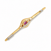 Spilla - 18 carati Oro giallo - 0.42ct. tw. Rubino - Diamante - Made in Italy - Handmade