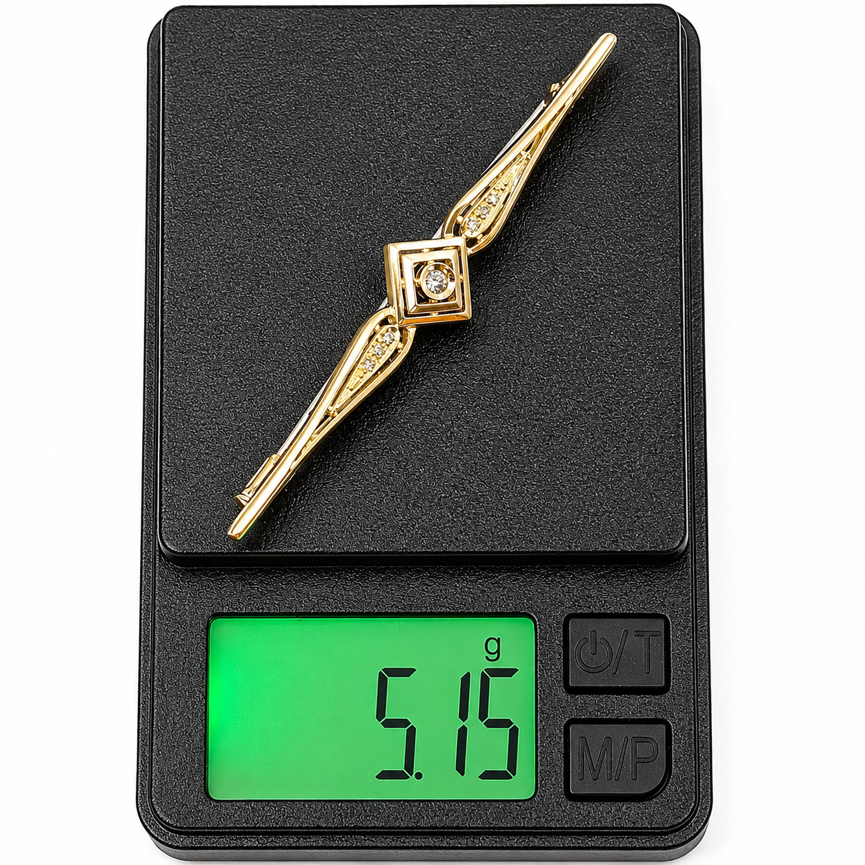 Spilla - 18 carati Oro giallo - 0.11ct. tw. Diamante (Naturale) - Made in Italy - Handmade