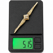 Spilla - 18 carati Oro giallo - 0.11ct. tw. Diamante (Naturale) - Made in Italy - Handmade