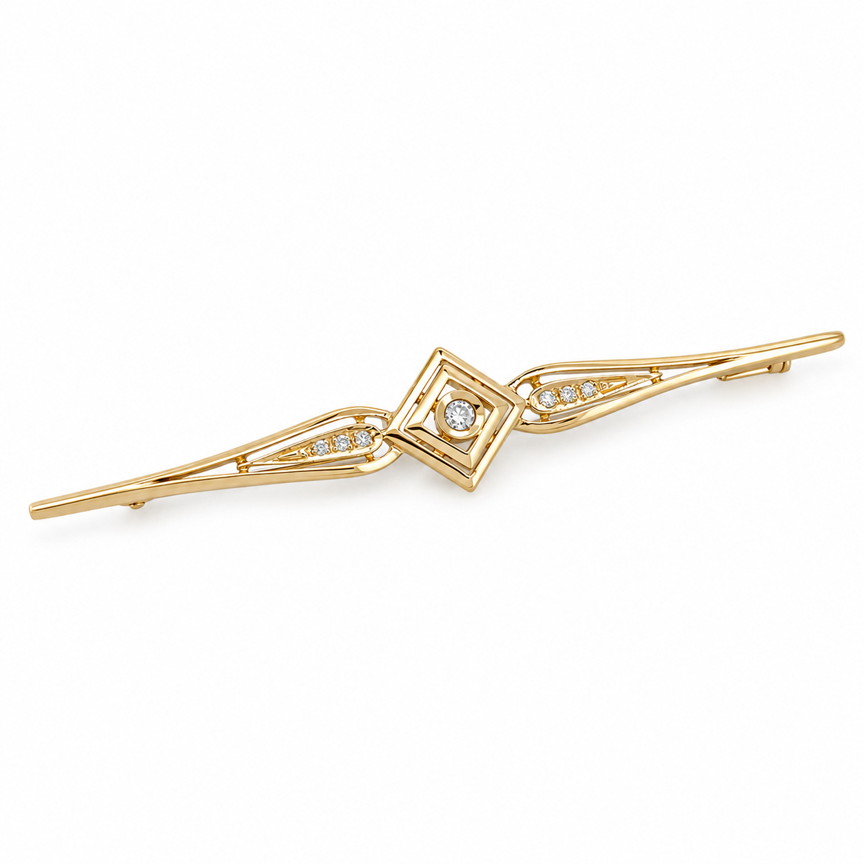 Spilla - 18 carati Oro giallo - 0.11ct. tw. Diamante (Naturale) - Made in Italy - Handmade