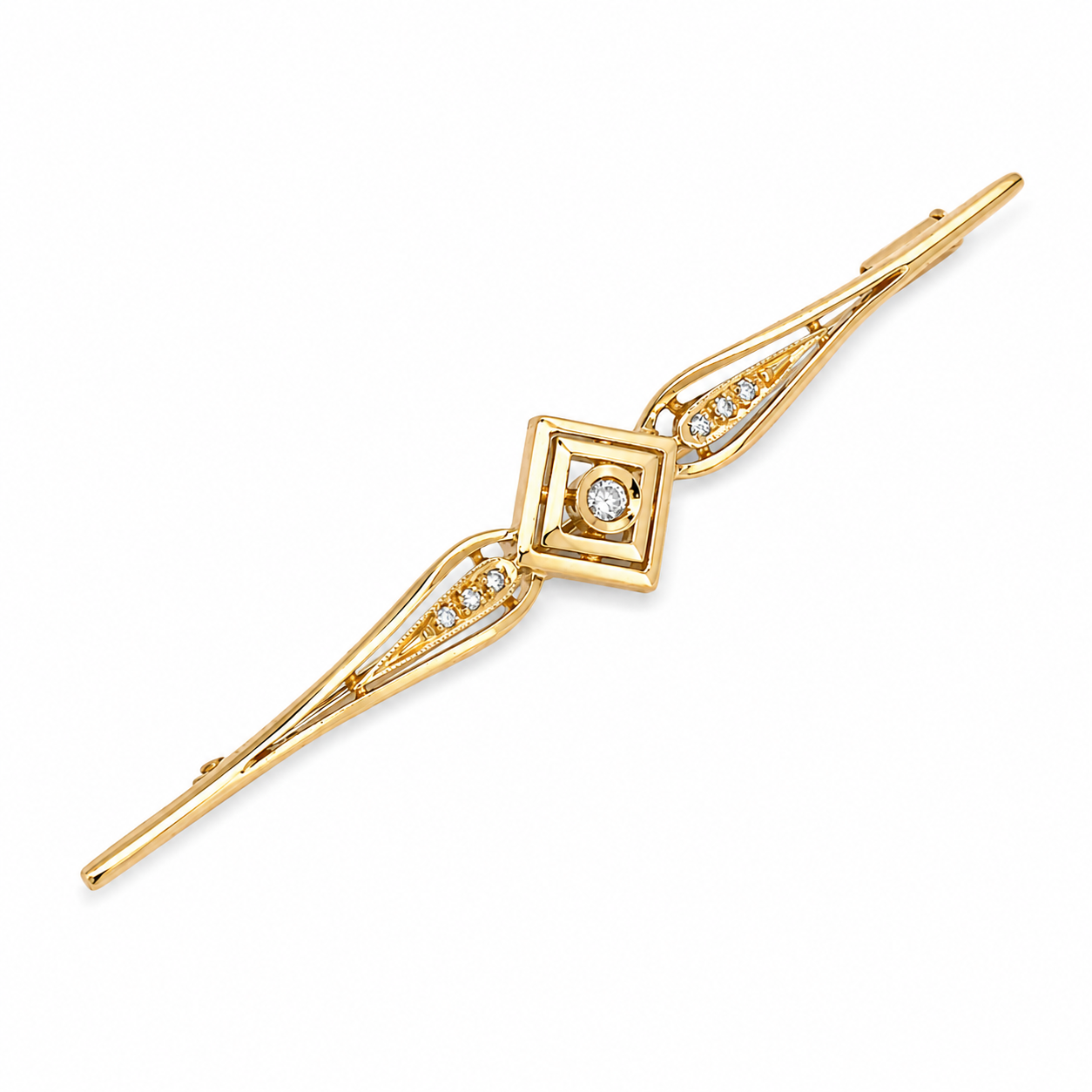 Spilla - 18 carati Oro giallo - 0.11ct. tw. Diamante (Naturale) - Made in Italy - Handmade