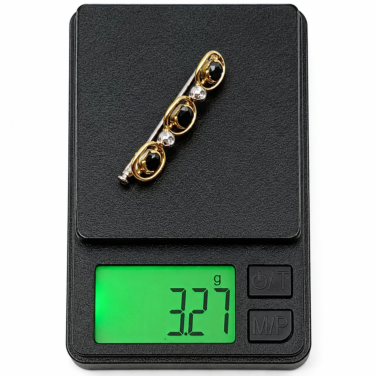 Spilla - 14 carati Oro giallo, Oro bianco - 1.37ct. tw. Zaffiro - Diamante - Made in Italy - Handmade