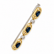 Spilla - 14 carati Oro giallo, Oro bianco - 1.37ct. tw. Zaffiro - Diamante - Made in Italy - Handmade