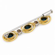Spilla - 14 carati Oro giallo, Oro bianco - 1.37ct. tw. Zaffiro - Diamante - Made in Italy - Handmade
