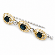 Spilla - 14 carati Oro giallo, Oro bianco - 1.37ct. tw. Zaffiro - Diamante - Made in Italy - Handmade