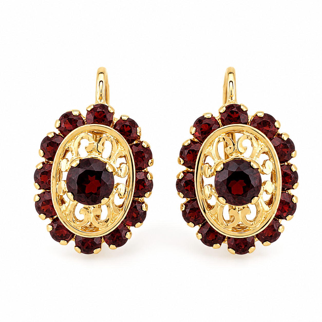 Orecchini - 18 carati Oro giallo - 1.60ct. tw. Granato - Made in Italy - Handmade