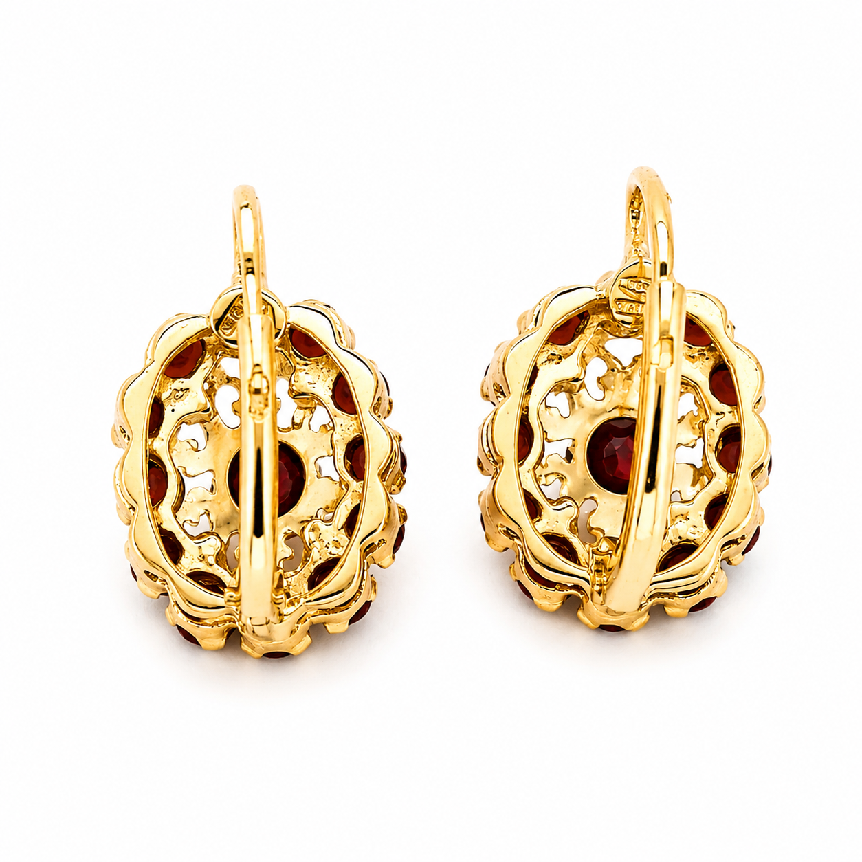 Orecchini - 18 carati Oro giallo - 1.60ct. tw. Granato - Made in Italy - Handmade