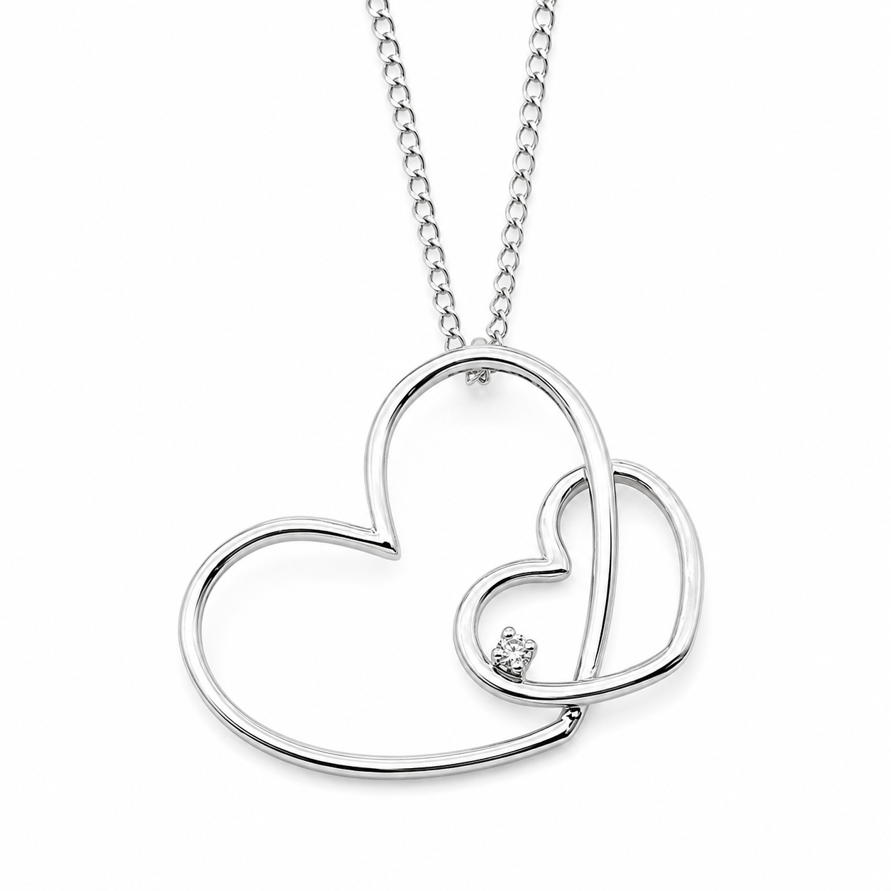 Collana con ciondolo - 18 carati Oro bianco - 0.02ct. tw. Diamante (Naturale) - Made in Italy - Handmade