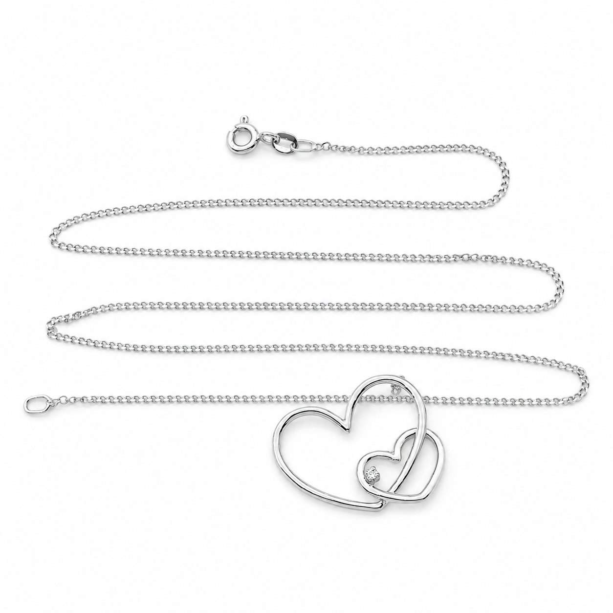 Collana con ciondolo - 18 carati Oro bianco - 0.02ct. tw. Diamante (Naturale) - Made in Italy - Handmade