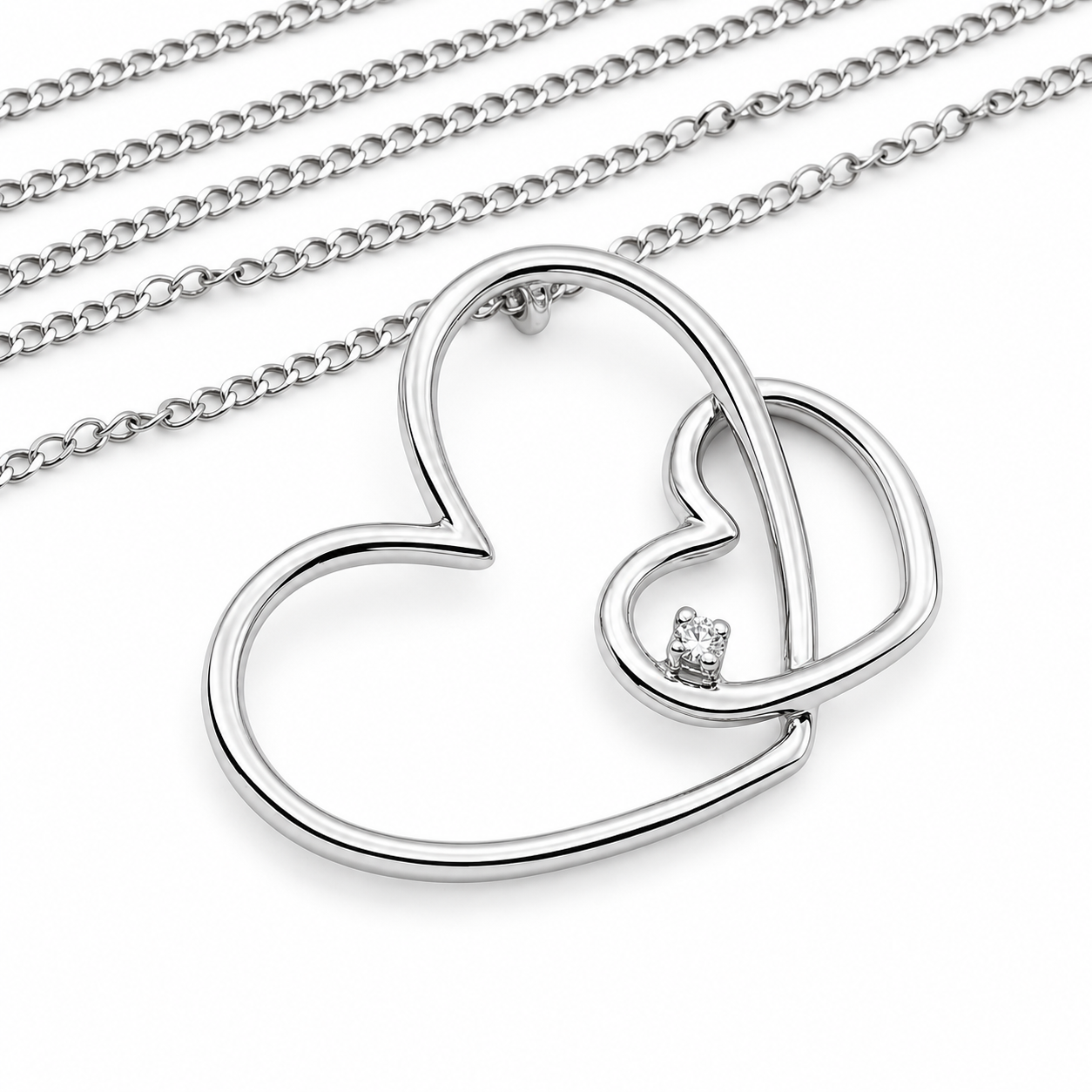 Collana con ciondolo - 18 carati Oro bianco - 0.02ct. tw. Diamante (Naturale) - Made in Italy - Handmade