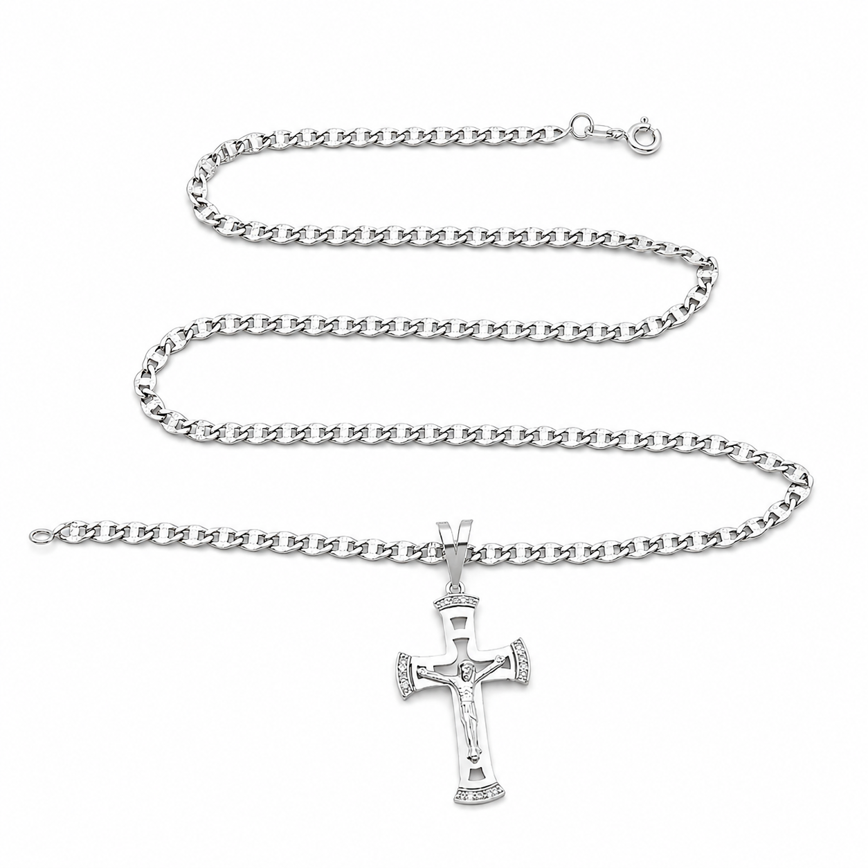 Collana con ciondolo - 18 carati Oro bianco - 0.08ct. tw. Diamante (Naturale)