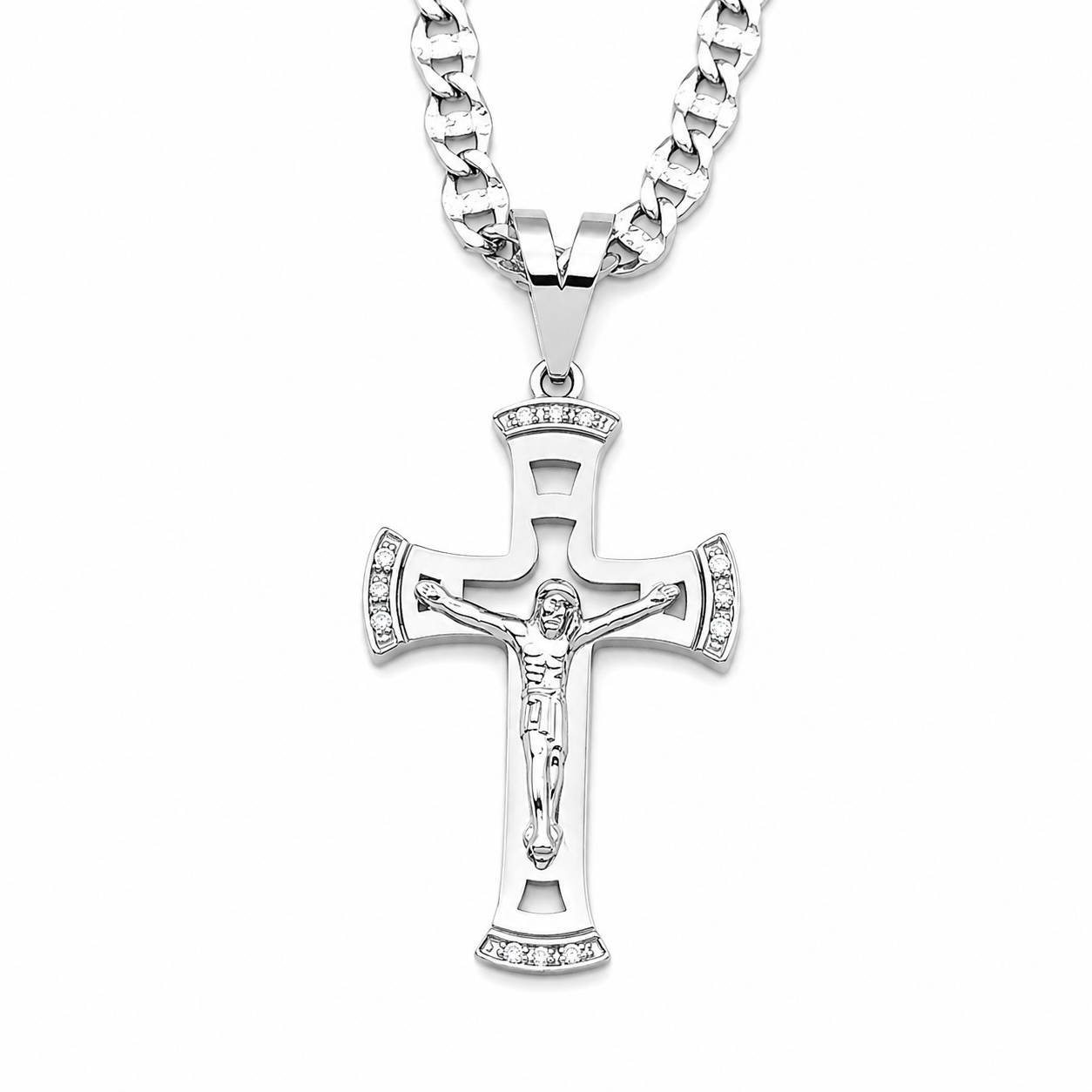 Collana con ciondolo - 18 carati Oro bianco - 0.08ct. tw. Diamante (Naturale)