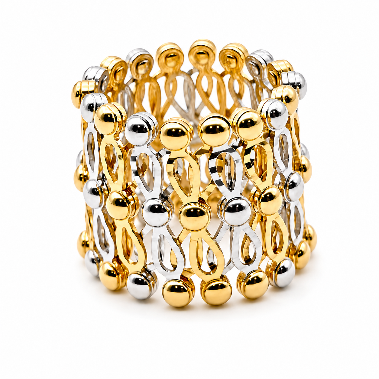 Bracciale - 18 carati Oro giallo, Oro bianco - Made in Italy - Anello