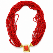 Collana - 18 carati Oro giallo Corallo - Made in Italy - Handmade