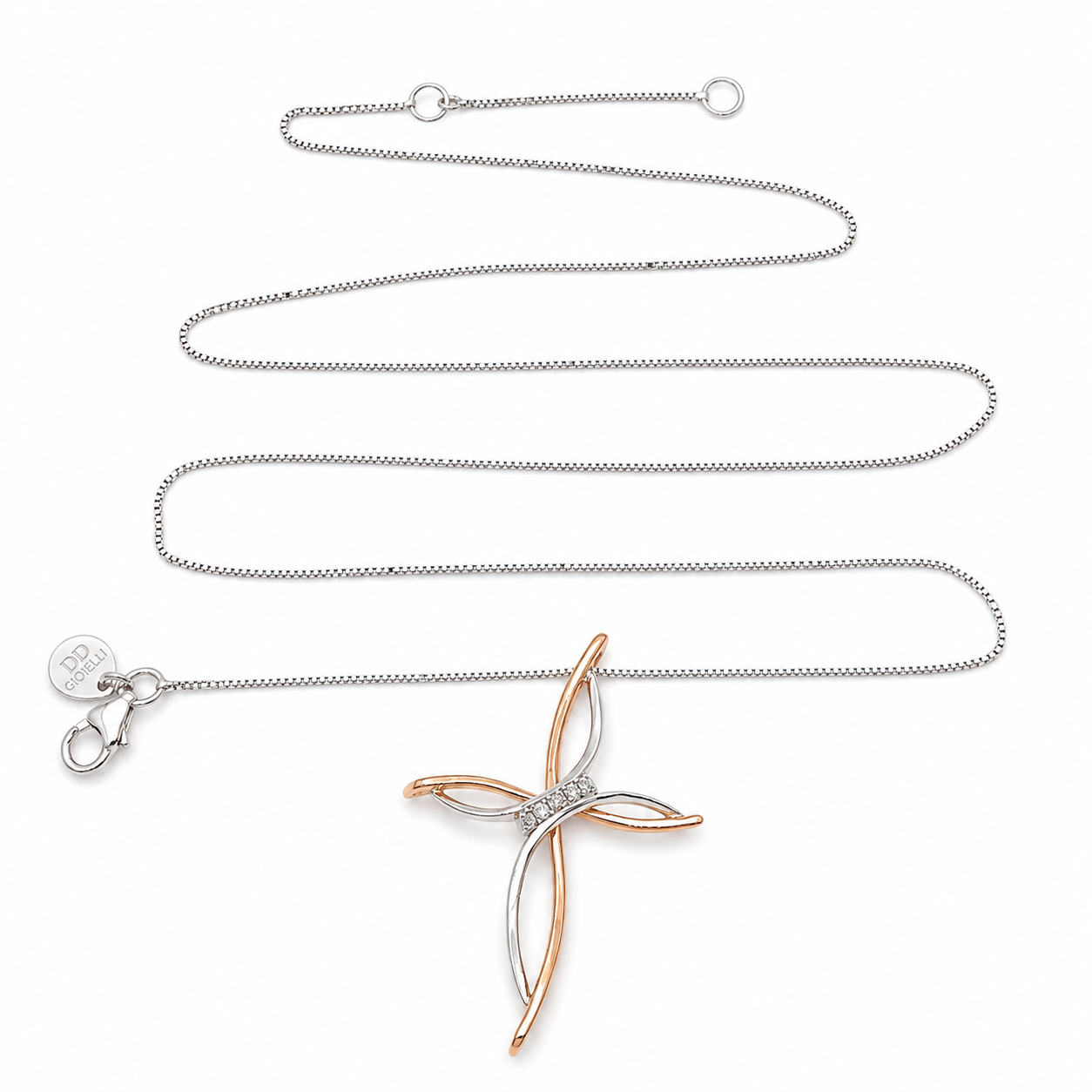 Collana con ciondolo - 18 carati Oro bianco - 0.05ct. tw. Diamante (Naturale) - Made in Italy - D&D