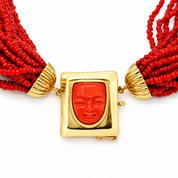 Collana - 18 carati Oro giallo Corallo - Made in Italy - Handmade