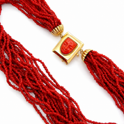 Collana - 18 carati Oro giallo Corallo - Made in Italy - Handmade