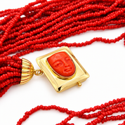 Collana - 18 carati Oro giallo Corallo - Made in Italy - Handmade