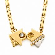 Collana con ciondolo - 18 carati Oro bianco, Oro giallo- 0.46ct. tw. Diamante (Naturale) - Made in Italy - HAndmade