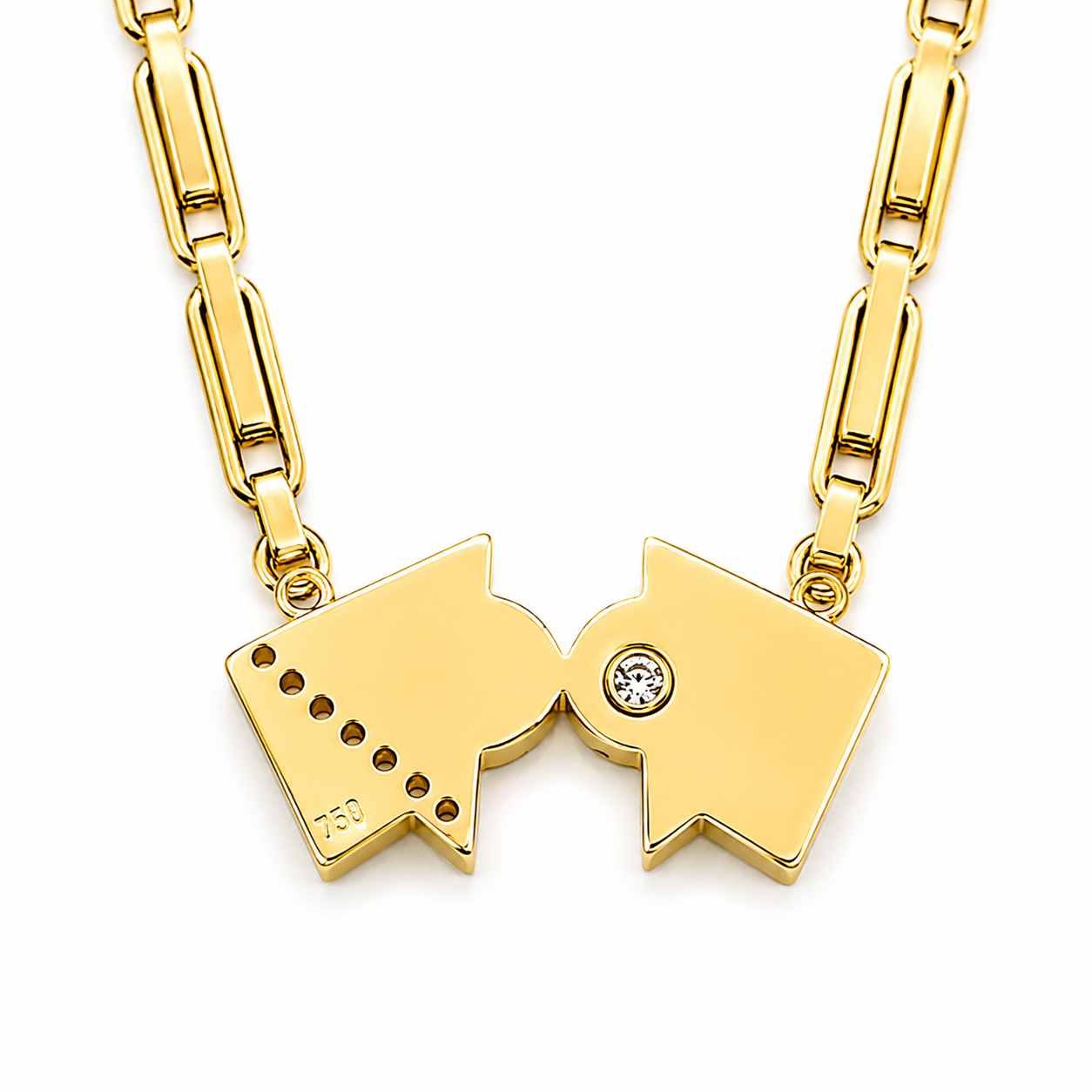 Collana con ciondolo - 18 carati Oro bianco, Oro giallo- 0.46ct. tw. Diamante (Naturale) - Made in Italy - HAndmade