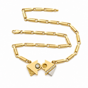 Collana con ciondolo - 18 carati Oro bianco, Oro giallo- 0.46ct. tw. Diamante (Naturale) - Made in Italy - HAndmade
