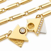 Collana con ciondolo - 18 carati Oro bianco, Oro giallo- 0.46ct. tw. Diamante (Naturale) - Made in Italy - HAndmade