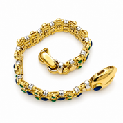 Bracciale - 18 carati Oro giallo, Oro bianco-Zaffiro - Smeraldo - Handmade - Made in Italy