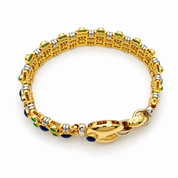 Bracciale - 18 carati Oro giallo, Oro bianco-Zaffiro - Smeraldo - Handmade - Made in Italy