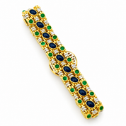 Bracciale - 18 carati Oro giallo, Oro bianco-Zaffiro - Smeraldo - Handmade - Made in Italy